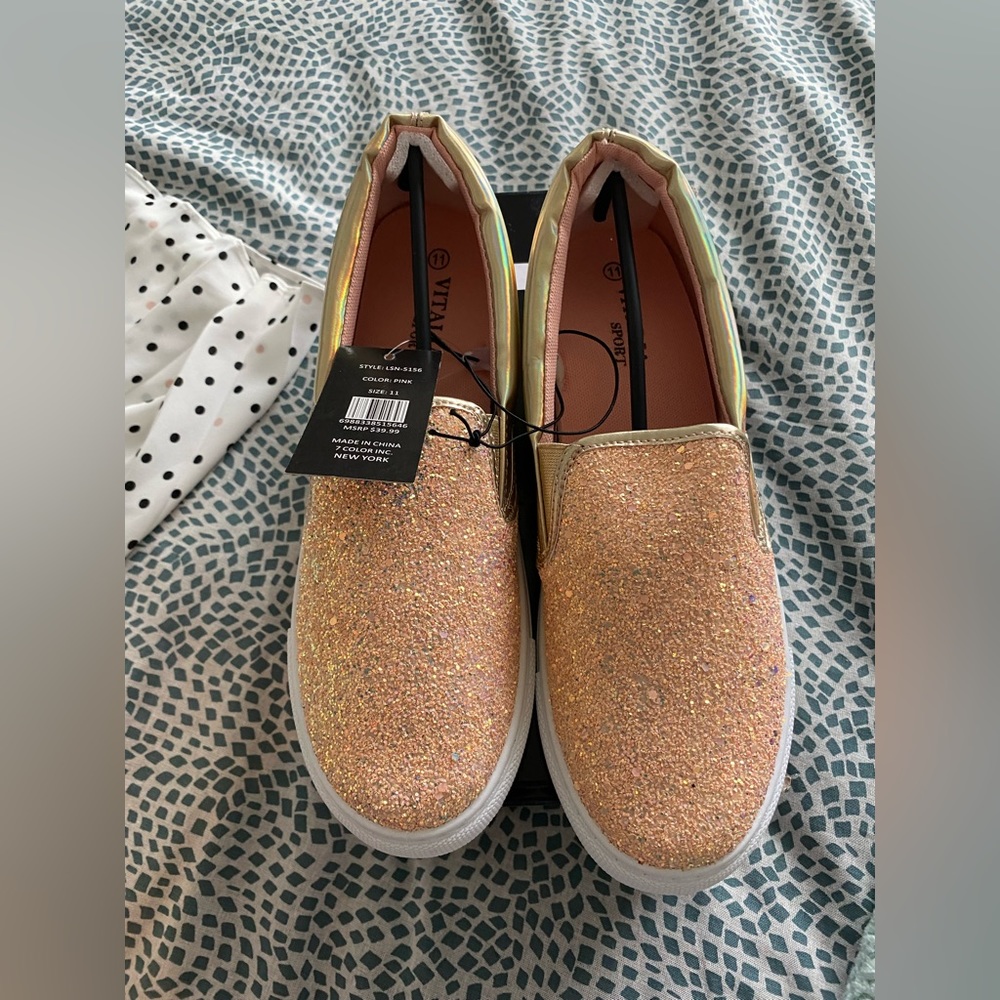Glittery gold /sneakers -New